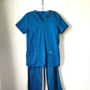 Cherokee Caribbean Blue Work Wear Scrub Set